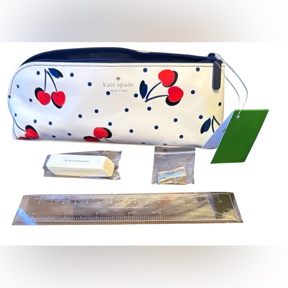 Kate Spade Cherry Dot Pencil Case - With notepad